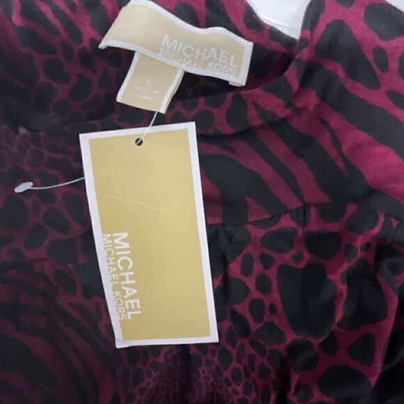 Michael Michael Kors Jumpsuit Red Black Leopard Wide Leg Chain Straps Large - Picture 9 of 15